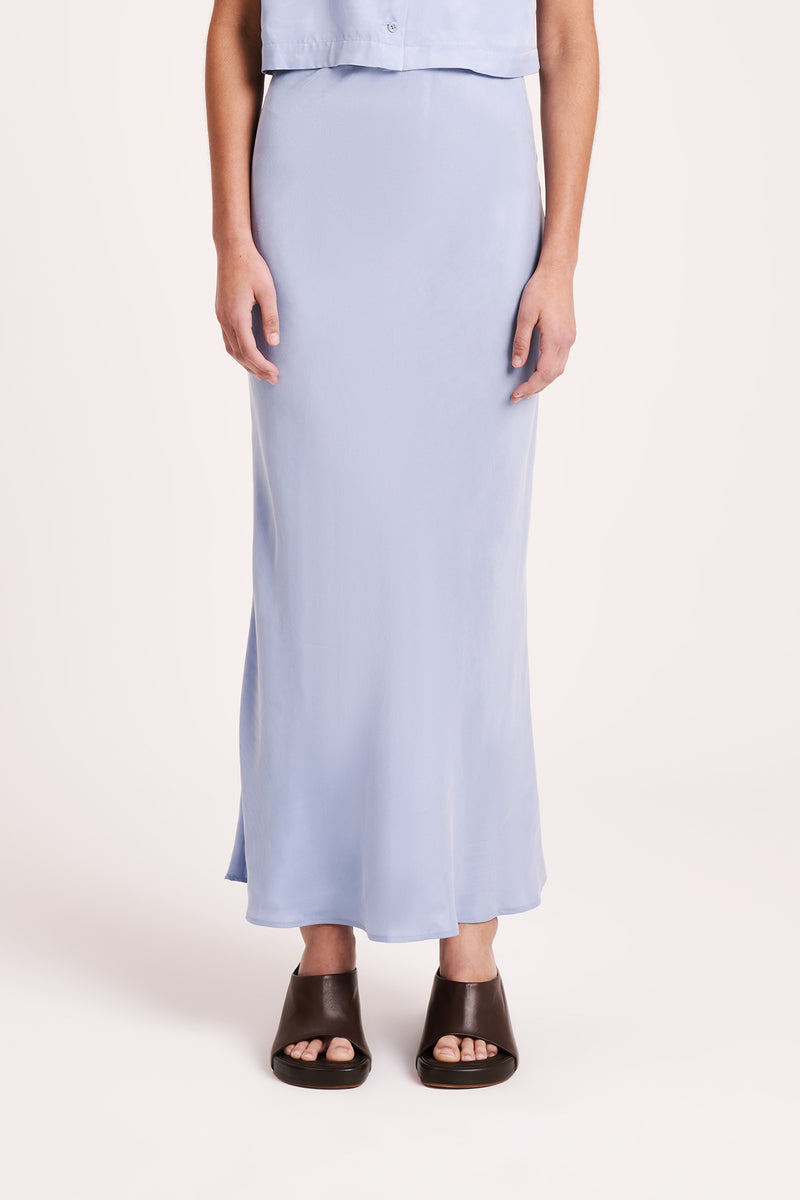 Ines Cupro Skirt Mineral Blue