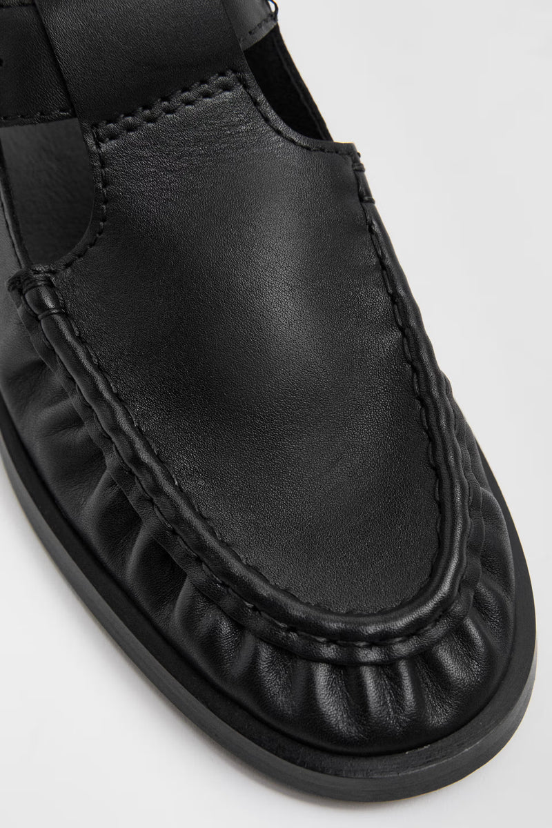 Gianna Buckled Mules Black