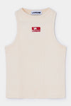 Embroidered Logo Tank Top Ecru