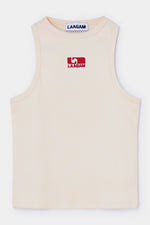 Embroidered Logo Tank Top Ecru