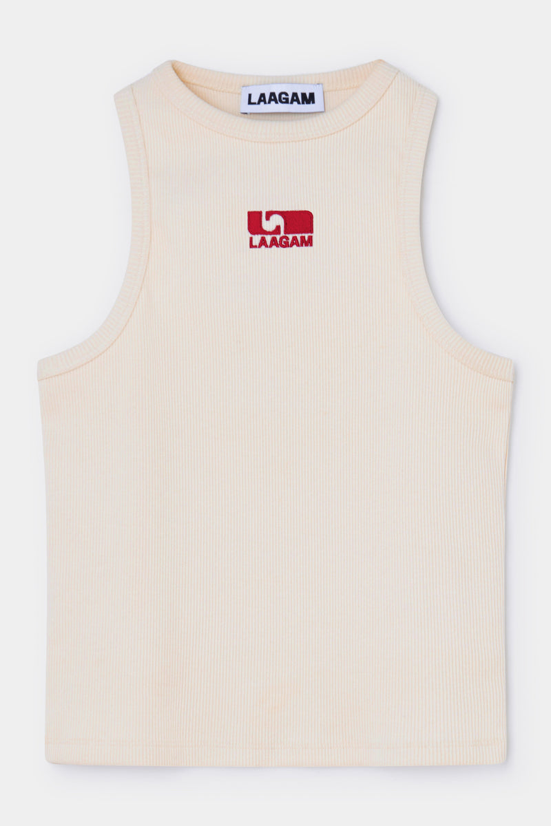 Embroidered Logo Tank Top Ecru