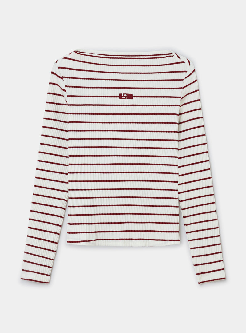 Emory Striped Long Sleeve T-Shirt Red