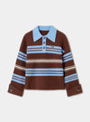 Graz Striped Polo Knit Brown Blue
