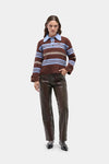 Graz Striped Polo Knit Brown Blue