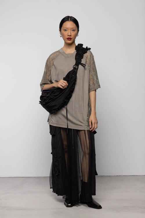 Ruffle Taffeta Crossbody Bag