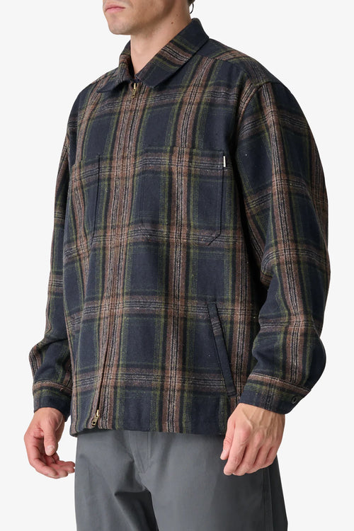 LS Zip Thru Shirt Navy