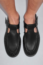 Gianna Buckled Mules Black