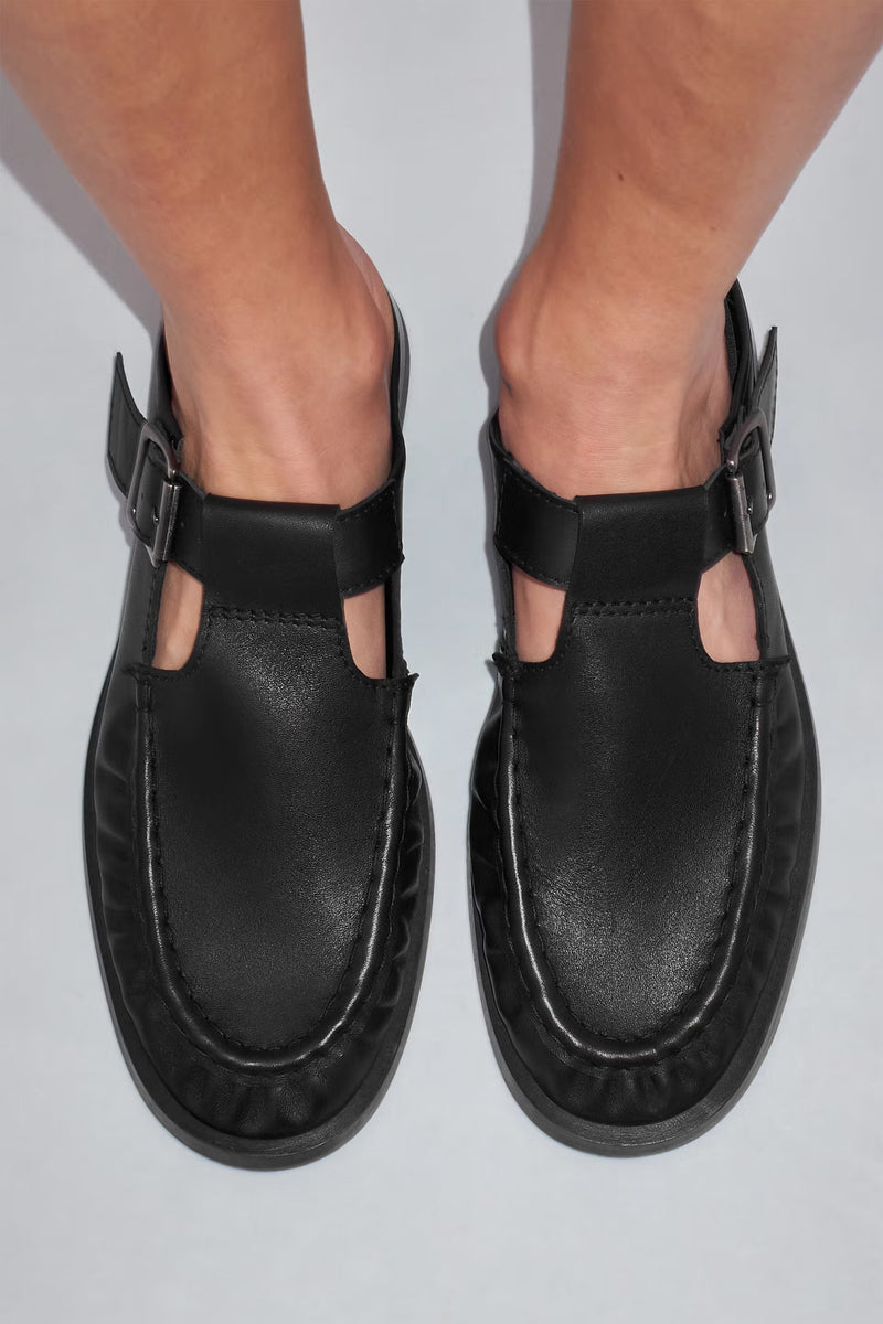 Gianna Buckled Mules Black