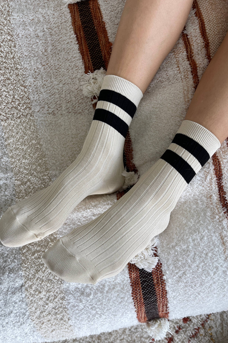 Her Socks Varsity Cream Black