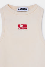 Embroidered Logo Tank Top Ecru