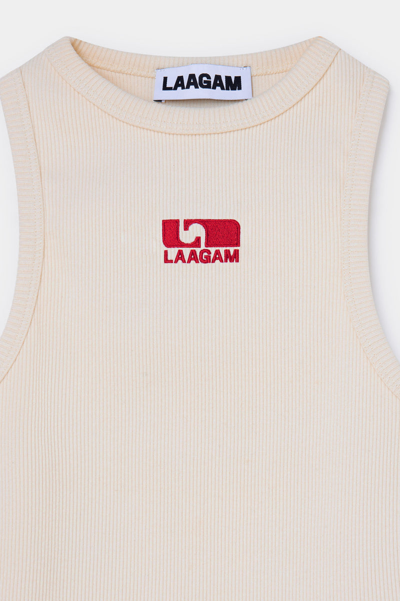 Embroidered Logo Tank Top Ecru