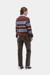 Graz Striped Polo Knit Brown Blue