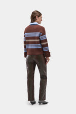 Graz Striped Polo Knit Brown Blue
