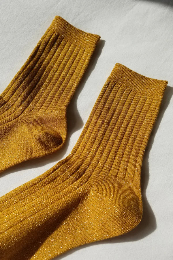 Her Socks Mustard Glitter