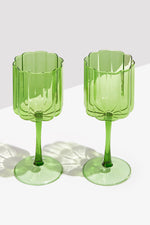 Wave Wine Glass Set Green