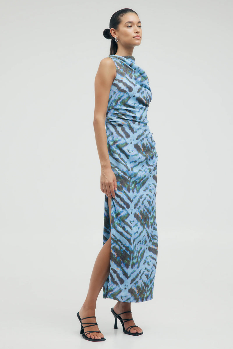 Electric Tucked Maxi Tank Dress Tie Dye