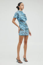 Electric Tucked Tee Dress Tie Dye