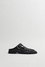 Gianna Buckled Mules Black