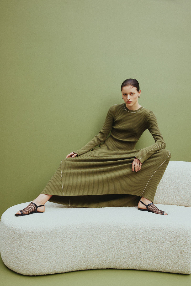 Gaia Knit Maxi Dress Olive