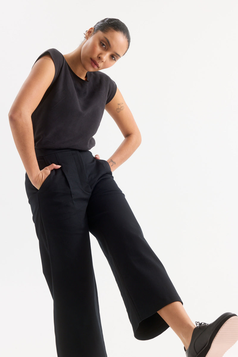 Classic Wide Leg Tailored Pant Black