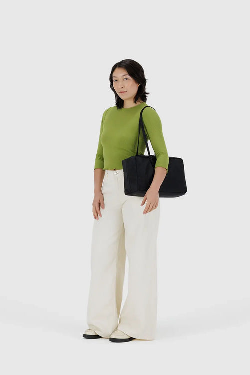 Medium Nylon Bowler Bag Black