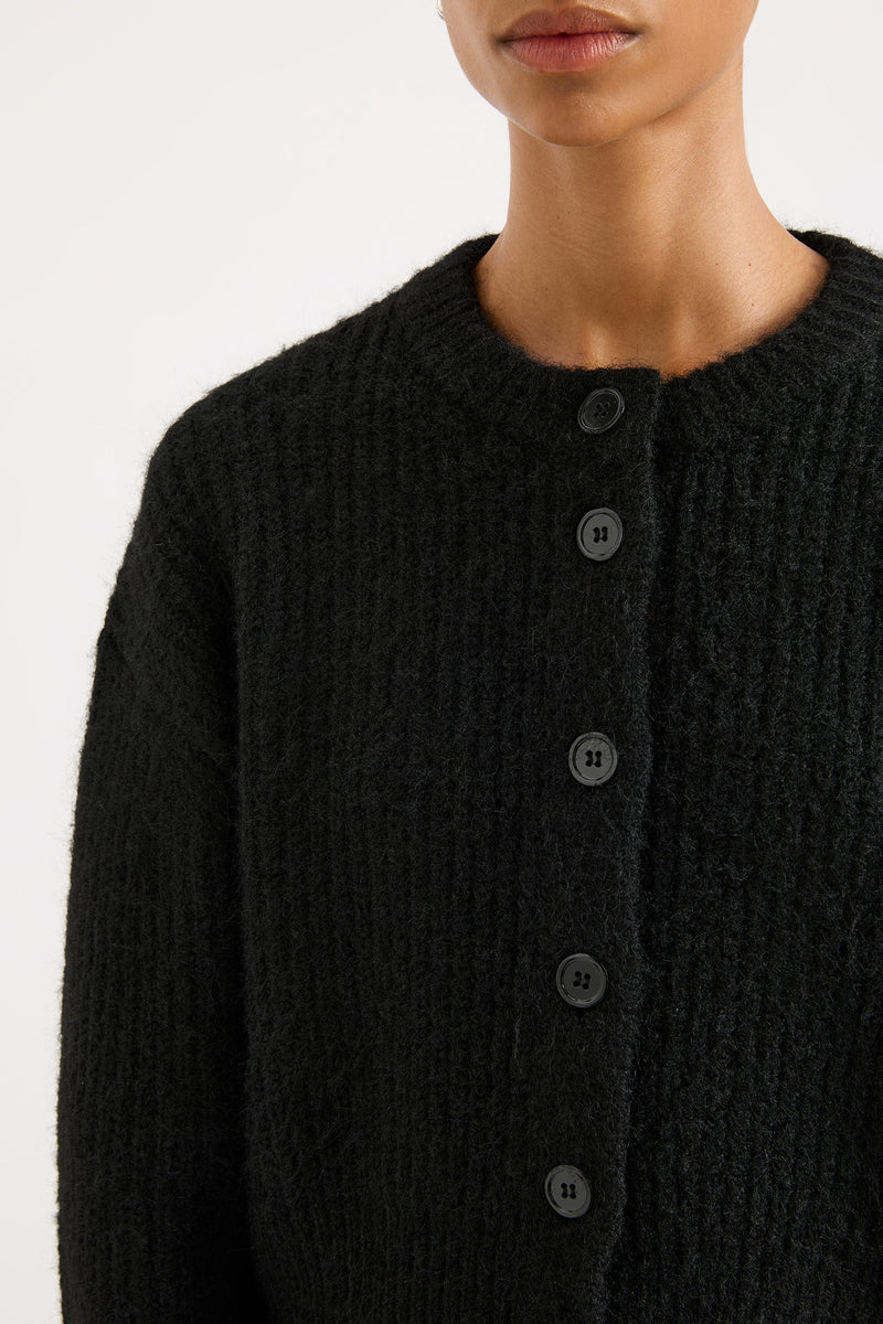 Nixon Cropped Cardigan Black
