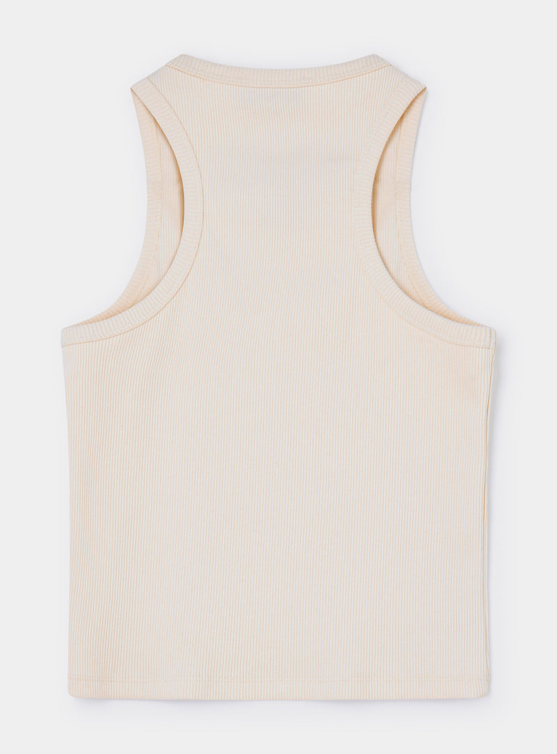 Embroidered Logo Tank Top Ecru