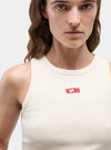 Embroidered Logo Tank Top Ecru
