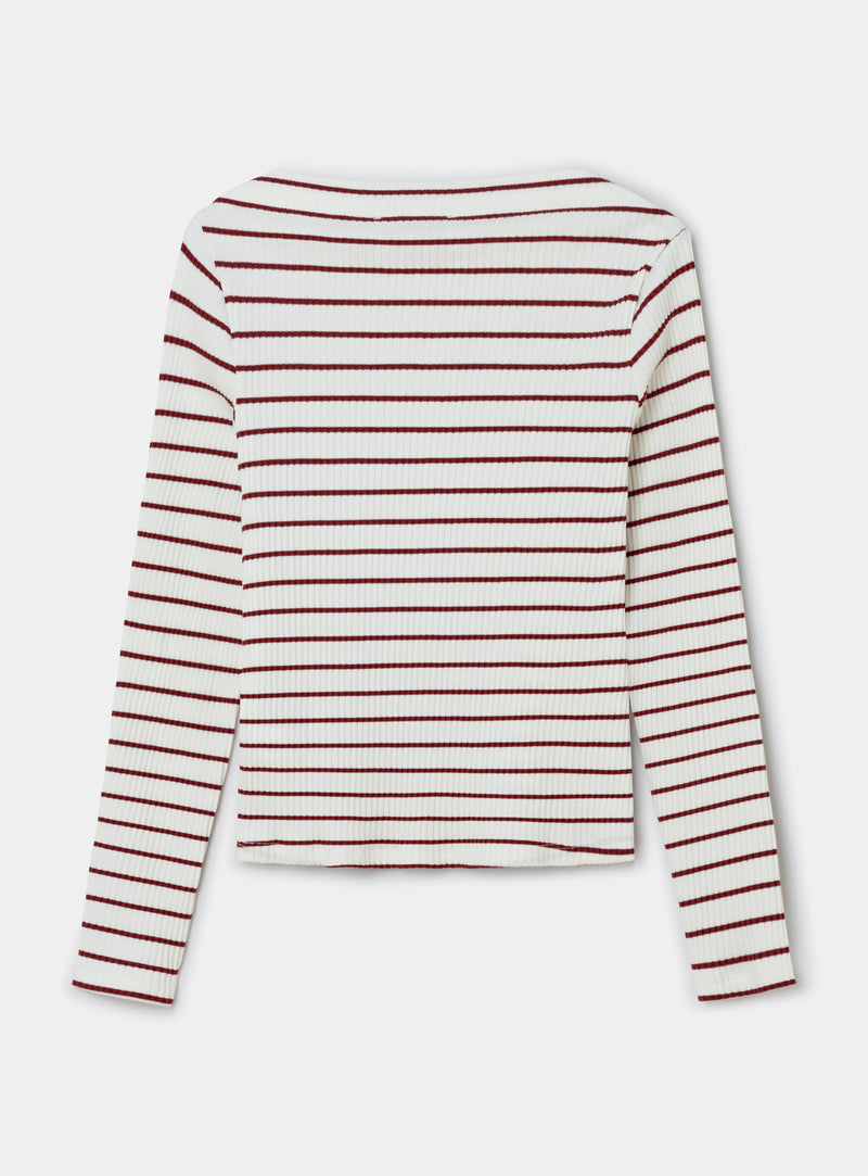 Emory Striped Long Sleeve T-Shirt Red