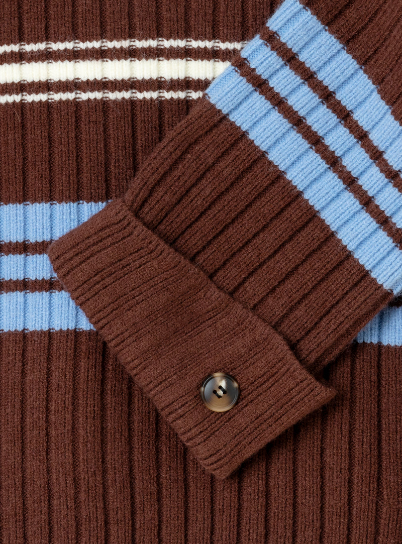 Graz Striped Polo Knit Brown Blue