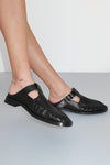 Gianna Buckled Mules Black