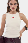 Embroidered Logo Tank Top Ecru