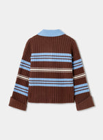 Graz Striped Polo Knit Brown Blue