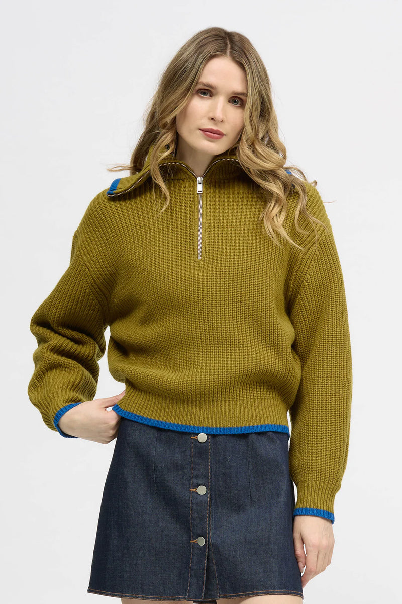 Barrel Jumper Olive Cobalt Blue