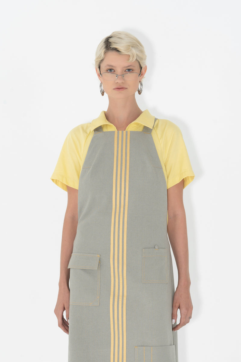 Speedy Apron Dress Grey/ Yellow