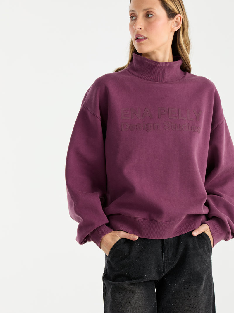 Gracie High Neck Sweater Plum