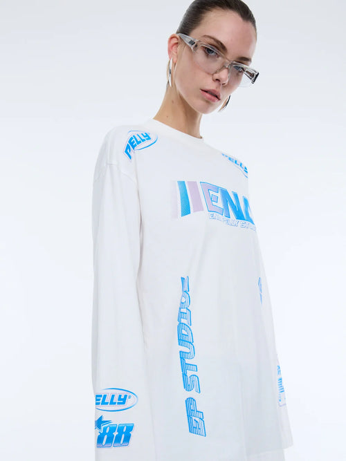 Moto Long Sleeve Tee Vintage White
