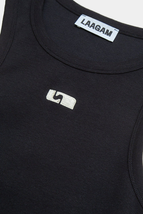 Embroidered Logo Tank Top Black