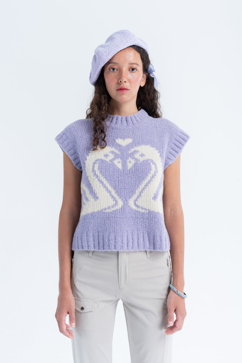 Swan Heart Vest Purple