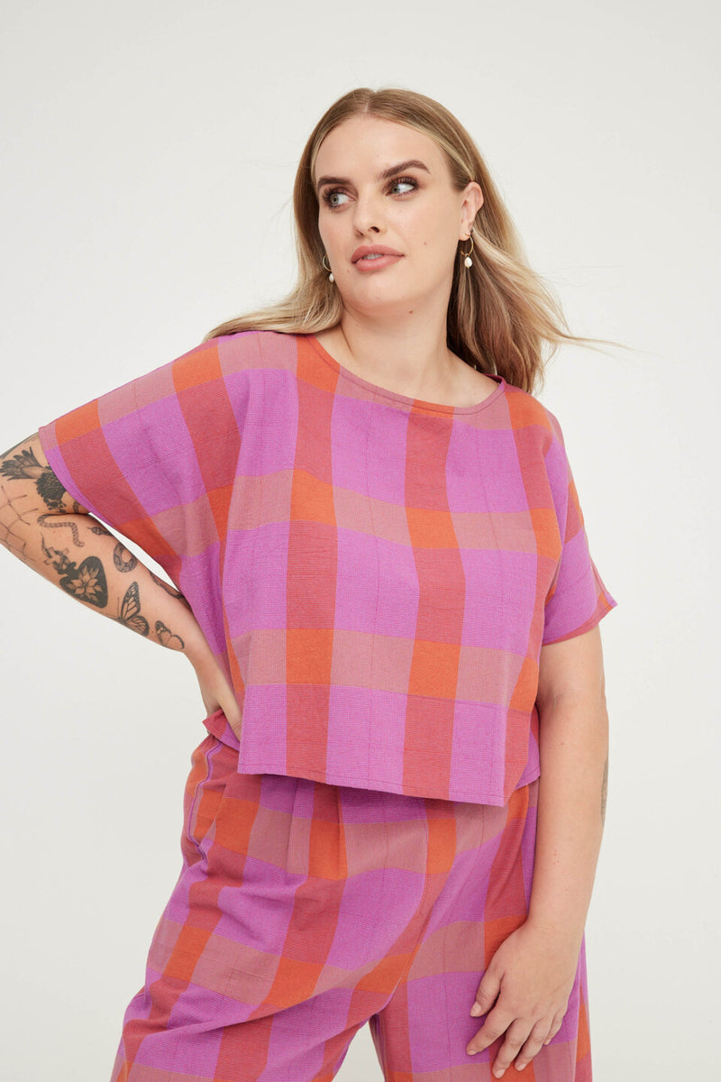 Petal Tee Amethyst Check