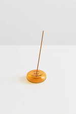 Glass Pebble Incense Holder Amber
