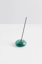 Glass Pebble Incense Holder Teal