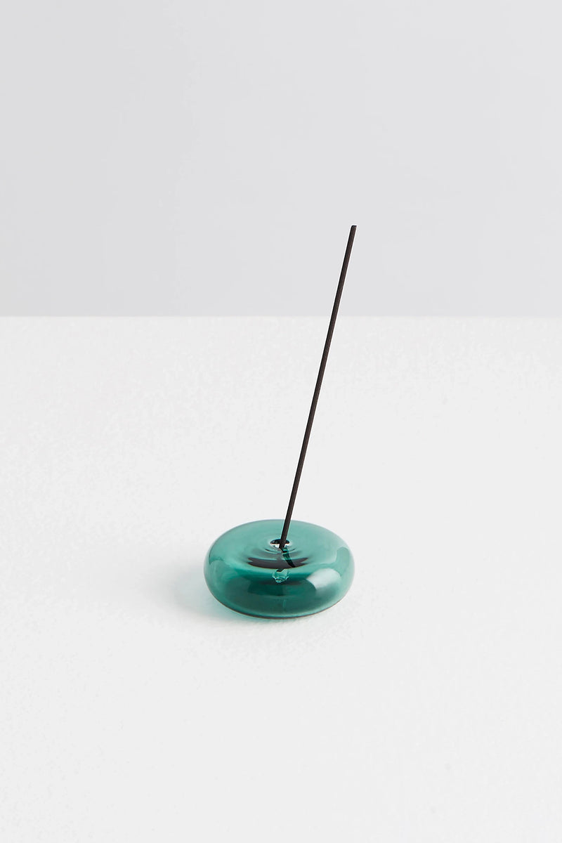 Glass Pebble Incense Holder Teal