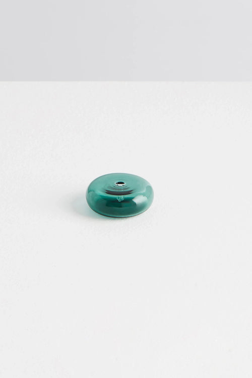Glass Pebble Incense Holder Teal