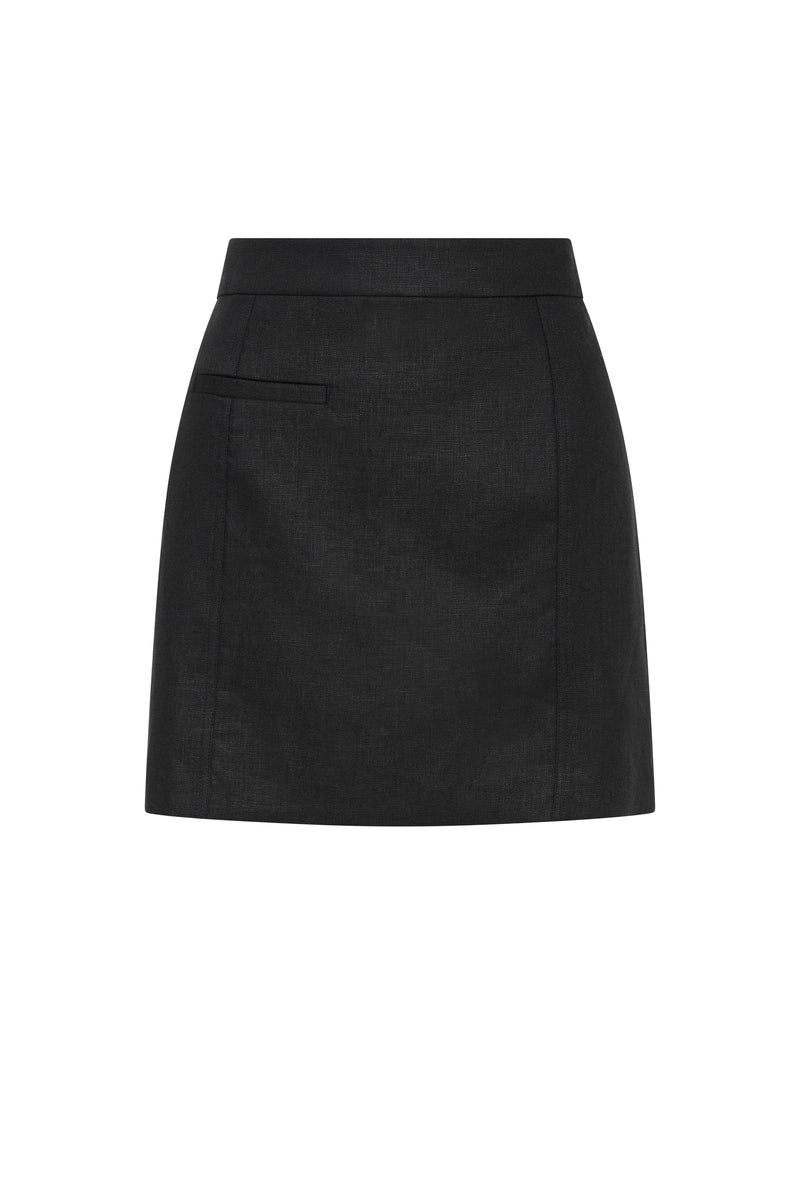 Clio Linen Mini Skirt Black