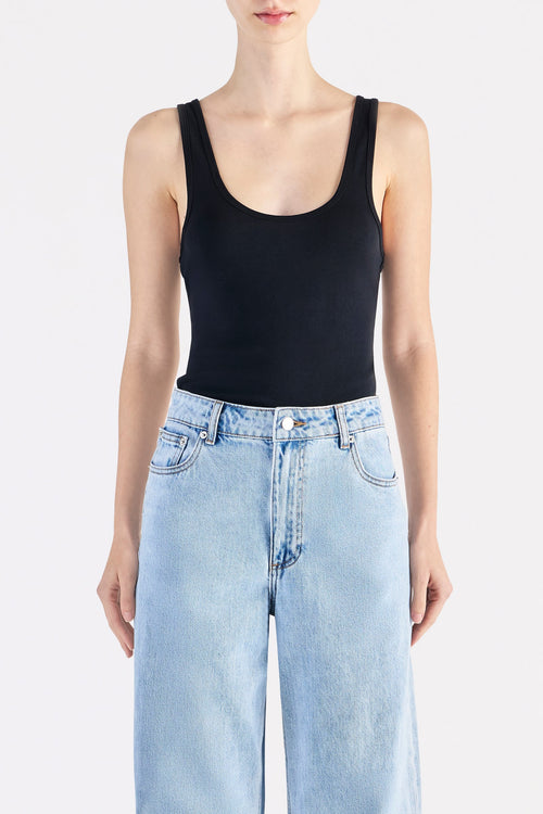 Organic 90s Singlet Black