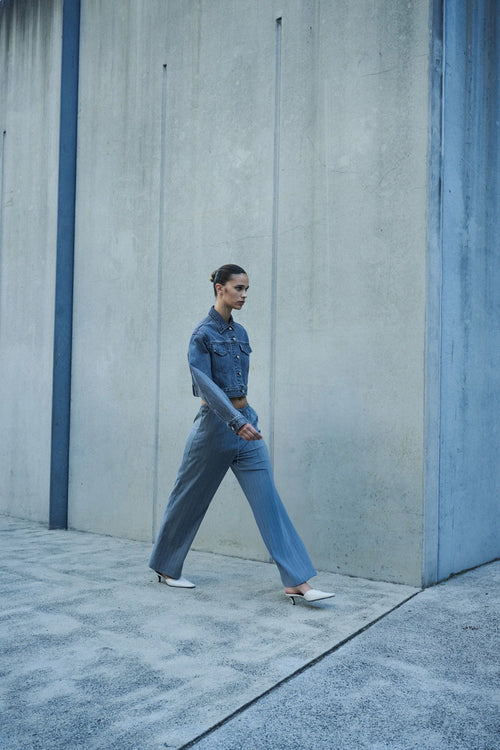 Cilia Drawstring Pant Steel Stripe