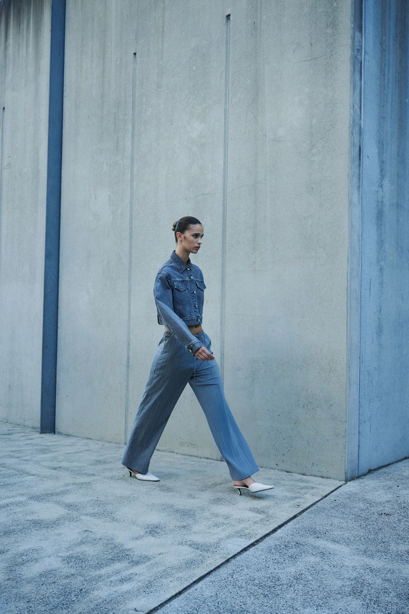 Cilia Drawstring Pant Steel Stripe