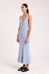 Roni Cupro Slip Dress Mineral Blue