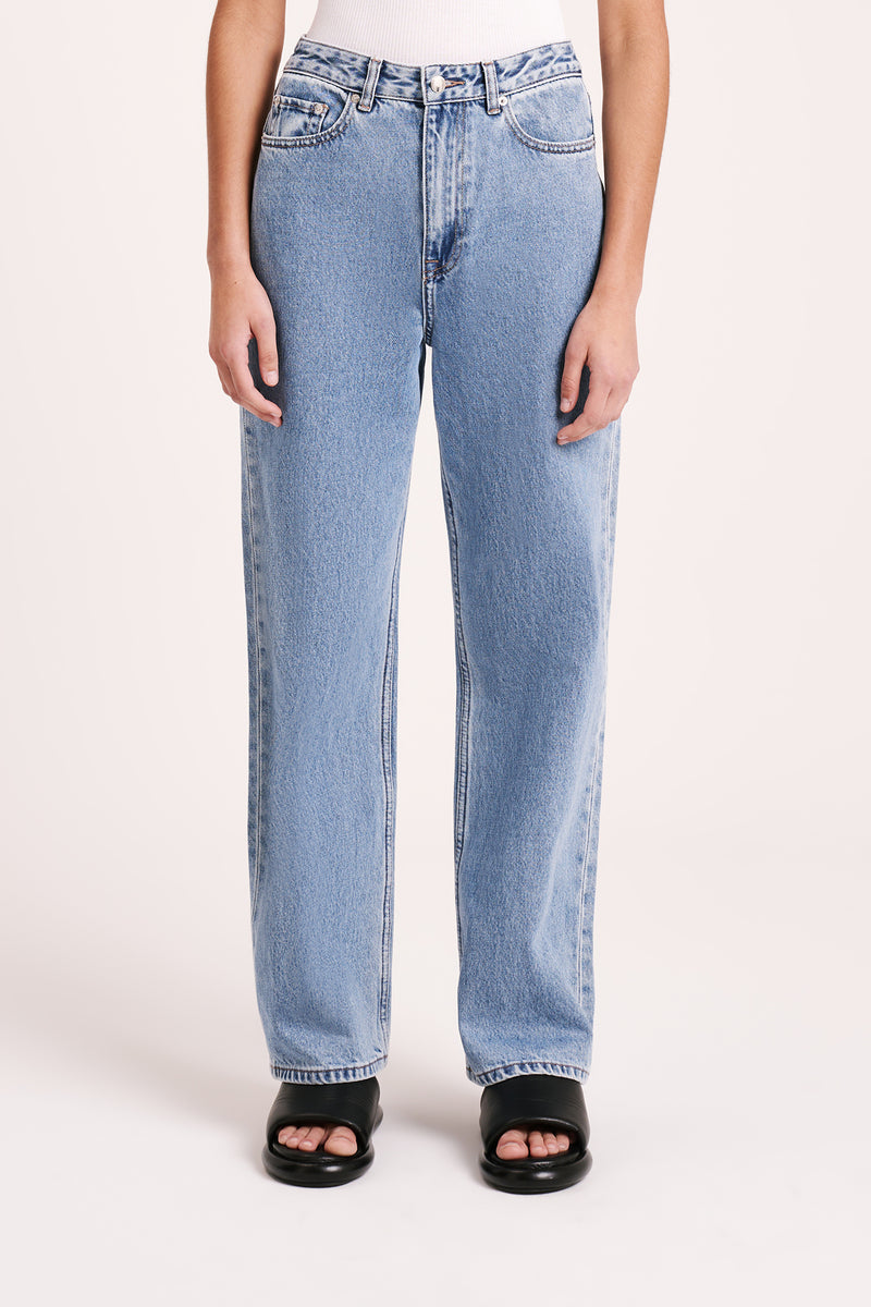 Organic Relaxed Leg Jean Washed Blue